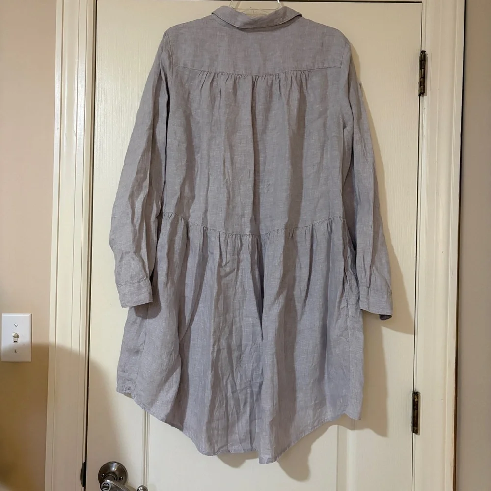 Halston Heritage Linen Button-Up Shirt Dress - Picture 2 of 8